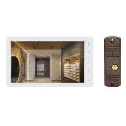 Комплект домофона с цветным изображением высокого (HD) разрешения и управлением сенсорными кнопками.