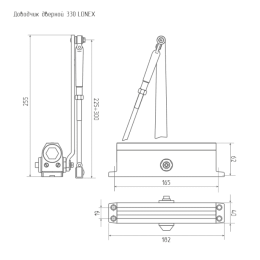 Доводчик дверной LONEX 330 (от 50 до 120 кг) (белый) морозостойкий