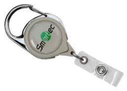 ST-AC203RT-GR Ретрактор серый с карабином и ремешком для крепления