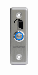 AT-H801А LED Кнопка выхода металлическая врезная c LED подсветкой. НО .Цвет подсветки синий